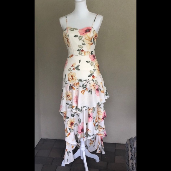 Leith Dresses & Skirts - Leith Floral High/Low Dress in ivory.